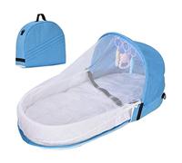 Lit de Voyage pour bébé, Lit de Voyage Portable pour bébé avec Moustiquaire et Jouets, Lit bébé Pliable, Nacelle Pliable, Lit bébé, Lit de Voyage, Lit bébé pour Nouveau-né (Bleu Ciel)