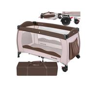 LIT PLIANT - TECTAKE - Lit de voyage pour enfants peu encombrant Pliable jusqu'à 36 mois Sac de transport compris - Marron Café