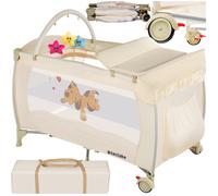 Lit bébé pliant Lit de voyage réglable Sac de Rangement 132 x 75 x 104 cm beige