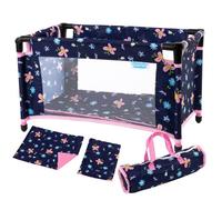 Lit de voyage pour poupée avec parc, sac de transport et parure - Kinderplay (KP0400I)