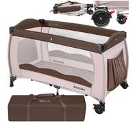 Lit de voyage - TECTAKE - Lit parapluie en polyester avec sac de rangement 126 x 65 x 80 cm - Marron café