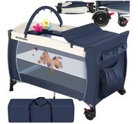 Lit de voyage - TECTAKE - Lit parapluie HUND en nylon pliable et peu encombrant, jusqu'à 36 mois, 132 x 75 x 104 cm - Bleu