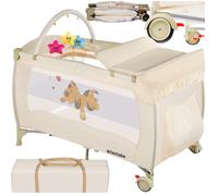 Lit de voyage - TECTAKE - Lit parapluie HUND en nylon pliable et peu encombrant, jusqu'à 36 mois, 132 x 75 x 104 cm - Beige