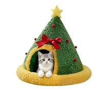 Lit décoratif pour Chat sur Le thème de Noël Caverne en Coton Chaud Lavable | Panier chat et se reposer en hiver à l'intérieur, dans la chambre, une niche ou une cage