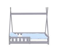 ML-Design – Lit enfant Tipi 70x140 cm – en pin, sommier lattes, matelas antichute – Gris clair