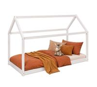 Lit Enfant Avec Matelas 90 X 200 Cm Lit De Jeu Maisonnette Lit En Bois Blanc
