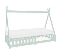 ML-Design Lit Enfant Tipi 90x200 cm Menthe avec Matelas à Mousse Froide Polyester, H:10
