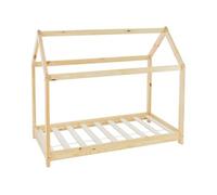 Lit d'enfant avec toit et sommier à lattes 70x140 cm Blanc en pin ML-DESIGN