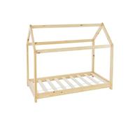 ML-Design – Lit cabane enfant 70x140 cm – Toit et sommier à lattes, pin naturel