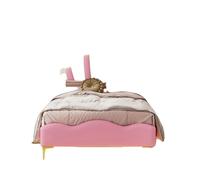 Lit d'enfant, design en forme de couronne, bande lumineuse d'ambiance LED, rose