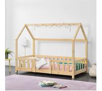 Lit d'Enfant Design Forme Maison Sisimiut Pin 140 x 70 cm Naturel [en.casa]