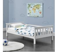 [en.casa] Lit d'enfant Design Cadre Stylé Structure Solide Capacité de Charge 50 kg Bois de Pin Contreplaqué 140 x 70 cm Blanc Mat Laqué