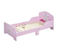 Lit D'enfant Design Princesse Motif Château Sommier Inclus Rose Rose