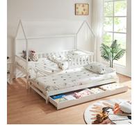 Lit d'enfant double extensible Aarghonmaa 90 x 200 cm blanc
