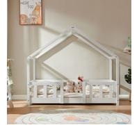 Lit d'enfant en forme de maison Treviolo 70 x 140 cm bois de pin blanc