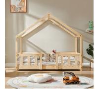 Lit d'enfant en forme de maison Treviolo 70 x 140 cm bois de pin naturel
