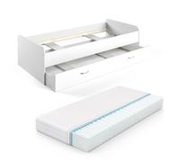 Lit d'enfant Enzo, 90x200 cm avec matelas, Blanc, Vitalispa 28005