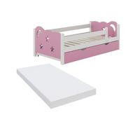 Lit d'enfant Jessica 70x140 cm avec tiroir avec matelas Rose Vitalispa 40339