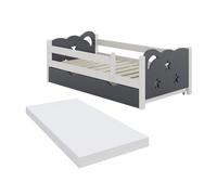 Lit d'enfant Jessica, 70x140 cm avec tiroir et matelas, Gris, Vitalispa 40341