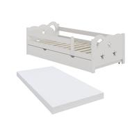 Lit d'enfant Jessica 80x160 cm avec tiroir et matelas Blanc Vitalispa 40327