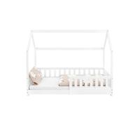 Lit d'Enfant ML-Design Design en Forme Maison 80x160 cm Blanc avec Matelas à Mousse Froide