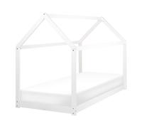 Lit d'Enfant Simple avec Cadre Barreaux 90 x 200 cm en Bois de Pin Blanc To