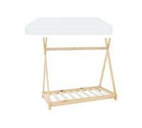 Lit d'enfant Tipi avec matelas cadre de lit bois massif de pin naturel 70x140 cm