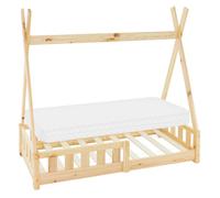 ML-Design Lit Enfant Tipi 70x140 cm Naturel avec Matelas à Mousse Froide Polyester, Housse