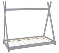 Lit d'enfant Tipi avec sommier à lattes 70x140 cm gris clair en bois ML-DESIGN