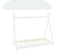 Lit d'enfant Tipi + matelas lit style scandinave en bois de pin blanc 80x160 cm