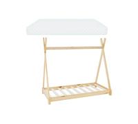 Lit d'enfant Tipi + matelas lit style scandinave en bois pin naturel 80x160 cm