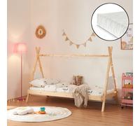 Lit d'enfant tipi 'Siikajoki' avec matelas 90x200cm bois de pin