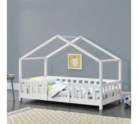 Lit d'enfant 'Treviolo' à l'aspect de maison avec protection contre les chutes Pin 80 x 160 cm Blanc