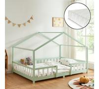 Lit d'enfant 'Treviolo' avec matelas et protection contre les chutes 120x200cm vert menthe