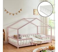 Lit d'enfant 'Treviolo' avec matelas et protection contre les chutes 140x200cm rose