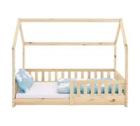 Lit d'enfants en bois de pin nature avec protection antichute 160x80 cm ML-DESIGN