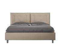 Lit design 160x200 cm avec tête de lit coussins matelassés simili cuir beige Andry Avec sommier et sans coffre