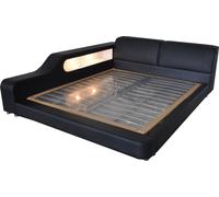 Lit Design Cuir Coussin Lits Hôtel XXL Big 200x200cm Multifonction Etagère USB