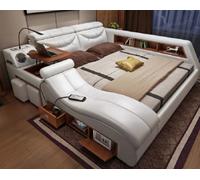Lit design xxl Big cuir lits rembourrés hôtel 180x200cm multifonction étagère USB