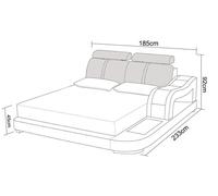 Lit Design XXL Big Lits Cuir Hôtel Coussin 180x200 Multifonction Etagère USB