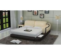 Lit Design XXL Big Lits Hôtel Coussin 200x200 Multifonction Etagère USB Cuir