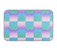 Lit d'été pour chat à motif à carreaux colorés rose violet pour l'extérieur auto-refroidissant 96,5 x 58,4 cm pour animaux de compagnie extérieur cama rafraîchissant para perros M