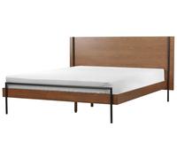 Lit Deux Places Moderne MDF 160 x 200 cm Pieds en Métal Bois Foncé Libremont