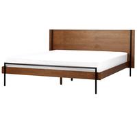 Lit Deux Places Moderne MDF 180 x 200 cm Pieds en Métal Bois Foncé Libremont