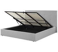 Lit Deux Places Rembourré avec Coffre 180 x 200 cm en Tissu Gris Lorient