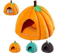Lit d'Halloween en forme de citrouille avec coussin amovible, idéal pour chats d'intérieur et petits chiens (orange, taille L : 55,9 x 55,9 x 43,2 cm)