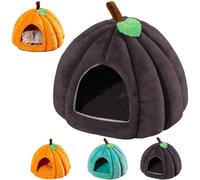 Lit d'Halloween en forme de citrouille avec coussin amovible, idéal pour chats d'intérieur et petits chiens (gris foncé, taille L : 55,9 x 55,9 x 43,2 cm)