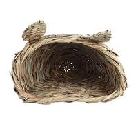 Lit d'herbe de Lapin Cage de nid de Paille tissée à la Main Tapis de Foin de Lapin Tapis de Foin tissé d'herbe réutilisable Grotte d'élevage de Perroquet Jouets à mâcher pour Animaux domestiques