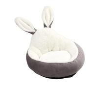 Lit d'hiver chaud en fourrure avec oreilles de lapin pour chien et chat de petite et moyenne taille, joli chenil et tapis de couchage pour chat (gris, taille M, 60 cm)