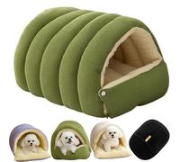 Lit d'hiver fermé amovible et lavable pour chat Warmth Cozy Comfort - Niche en peluche pour chat - Lit monstre douillet (vert, grand)
